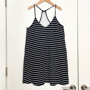 Jack Wills 100% Cotton Tank Mini Dress 8 Black White Striped A-Line Vacation